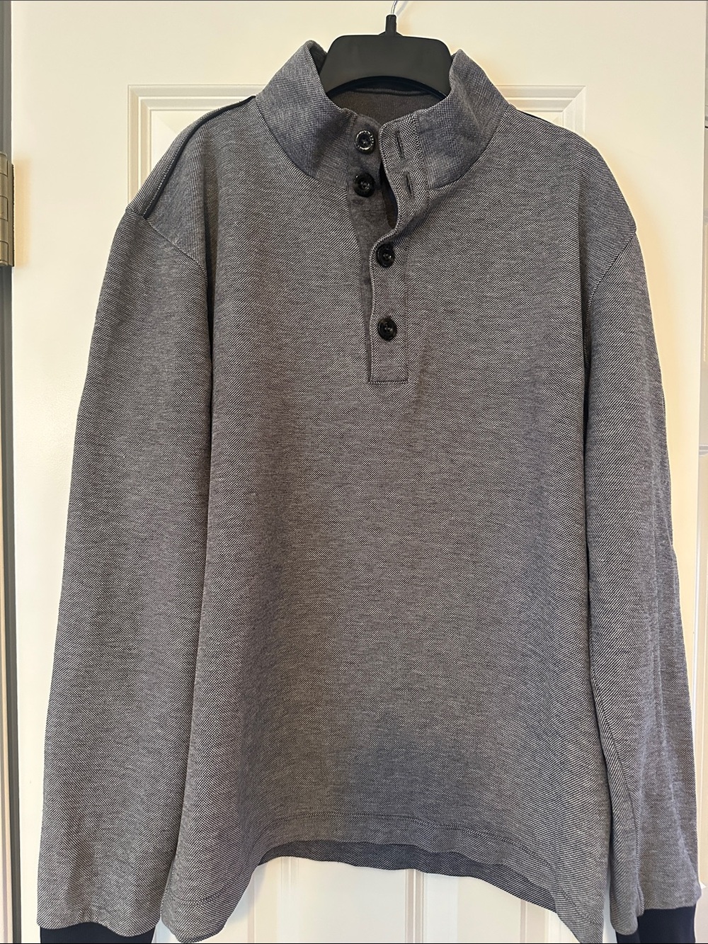 Hugo Boss Men’s Gray Turtleneck Button Pullover Sweater